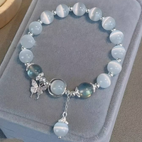 Elegant Gray Moonstone Butterfly Charm Bracelet: Handmade with Love 139