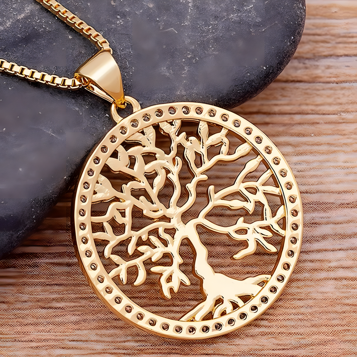 Unified Jewellery Gold Tone Tree of Life Necklace Crystal Pendant Women B64