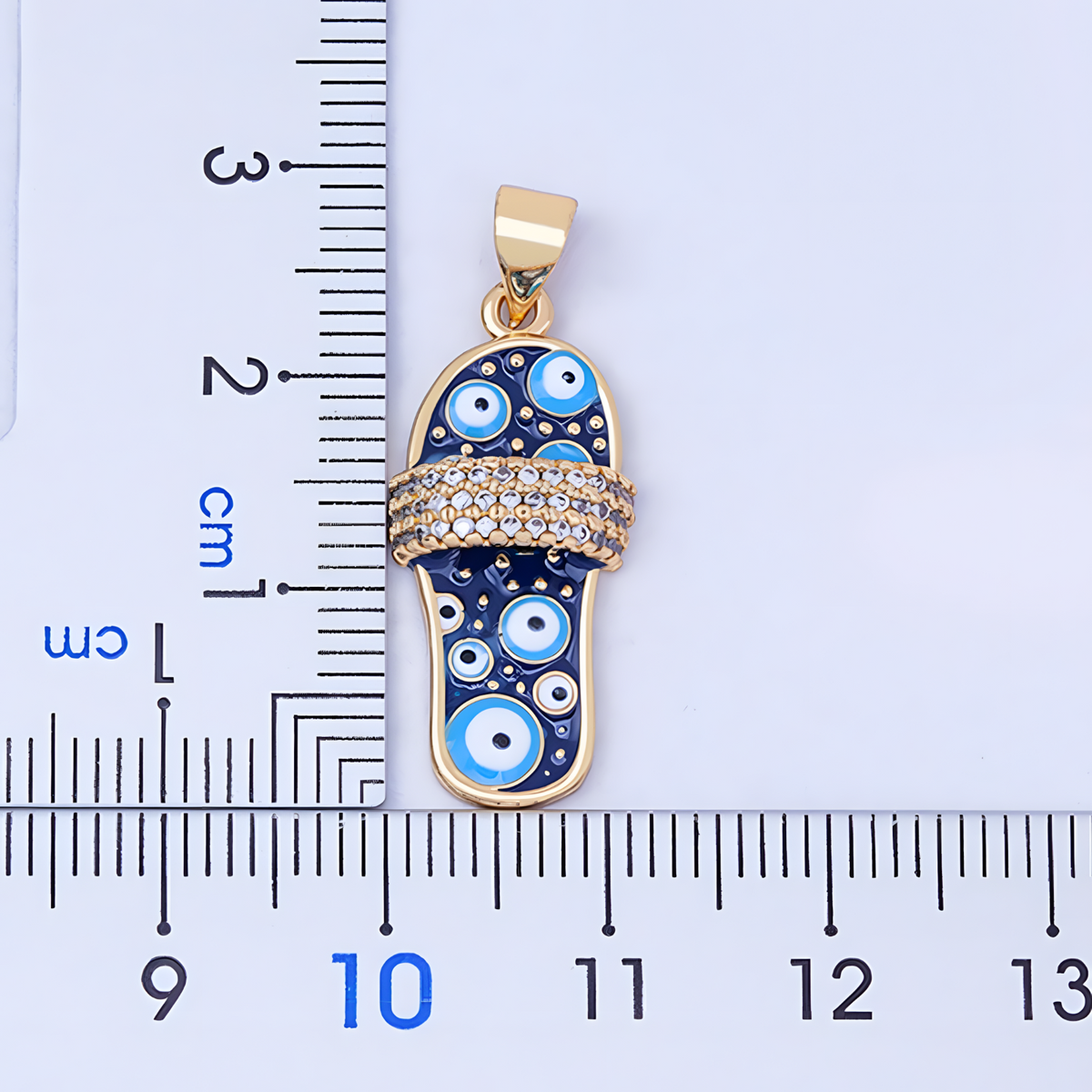 New Trend Enamel Slipper Pendant, Blue Evil Eye Protection Necklace B161