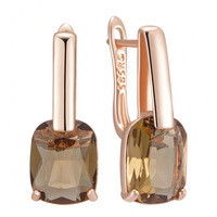 585 Rose Gold Colour Black Ceramic Drop Earrings for Women Copper Leverback 1298