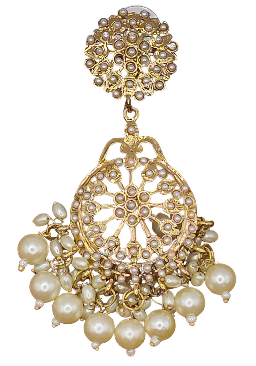 Elegant Bollywood Inspired Gold Kundan Earrings - Traditional Indian Jewelry 239