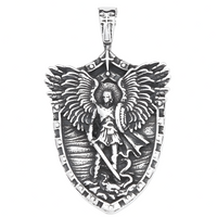 St Michael Angel Wings Shield Pendant Necklace for Men Viking Archangel 1388