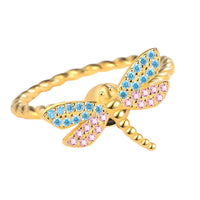 Whimsical Dragonfly Spinner Ring - Gold Tone Fidget Ring for Anxiety Relief 379