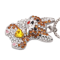 Corgi Dog Pendant Necklace Women Gold Tone Look Crystal Puppy Charm Welsh B240