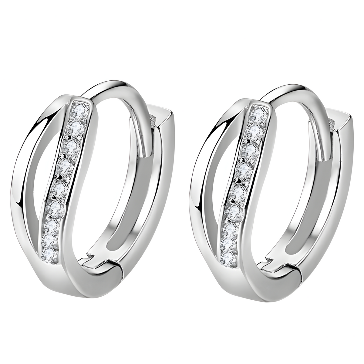 925 Sterling Silver Crossover Hoop Earrings for Women – 15mm Huggie Hoops 308