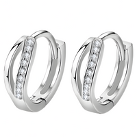 925 Sterling Silver Crossover Hoop Earrings for Women – 15mm Huggie Hoops 308