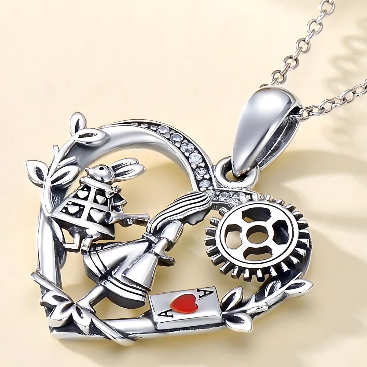 Metal Copper Zinc Alloy Heart Pendant Necklace – Classic Geometric Design 1115