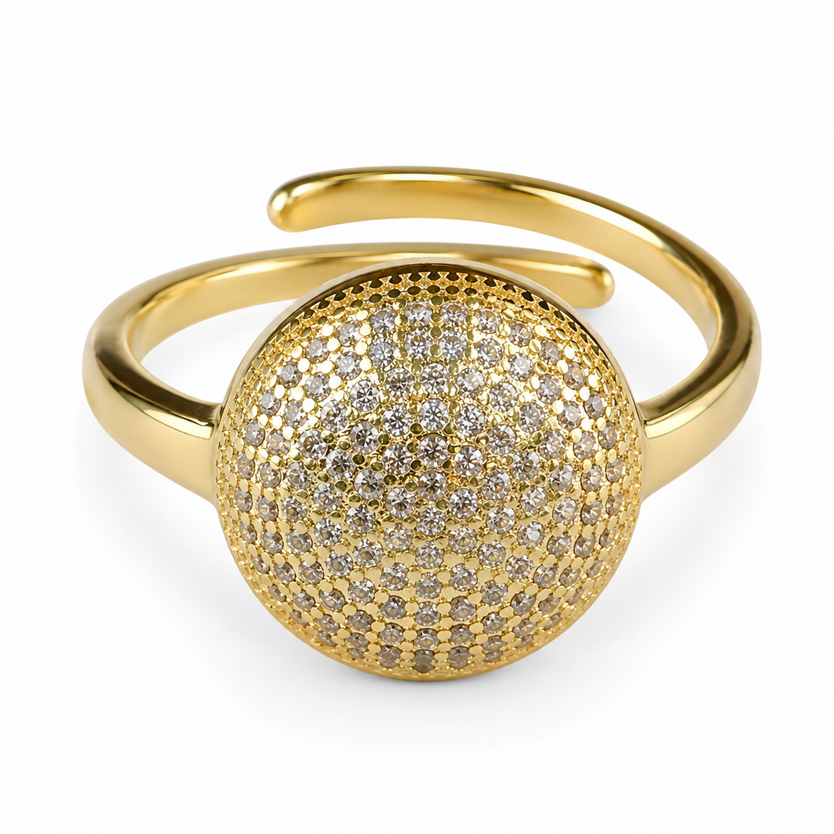 Luxury Oval Statement Ring For Women, Adjustable Gold Tone Cocktail Ring 1502