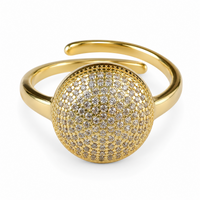 Luxury Oval Statement Ring For Women, Adjustable Gold Tone Cocktail Ring 1502
