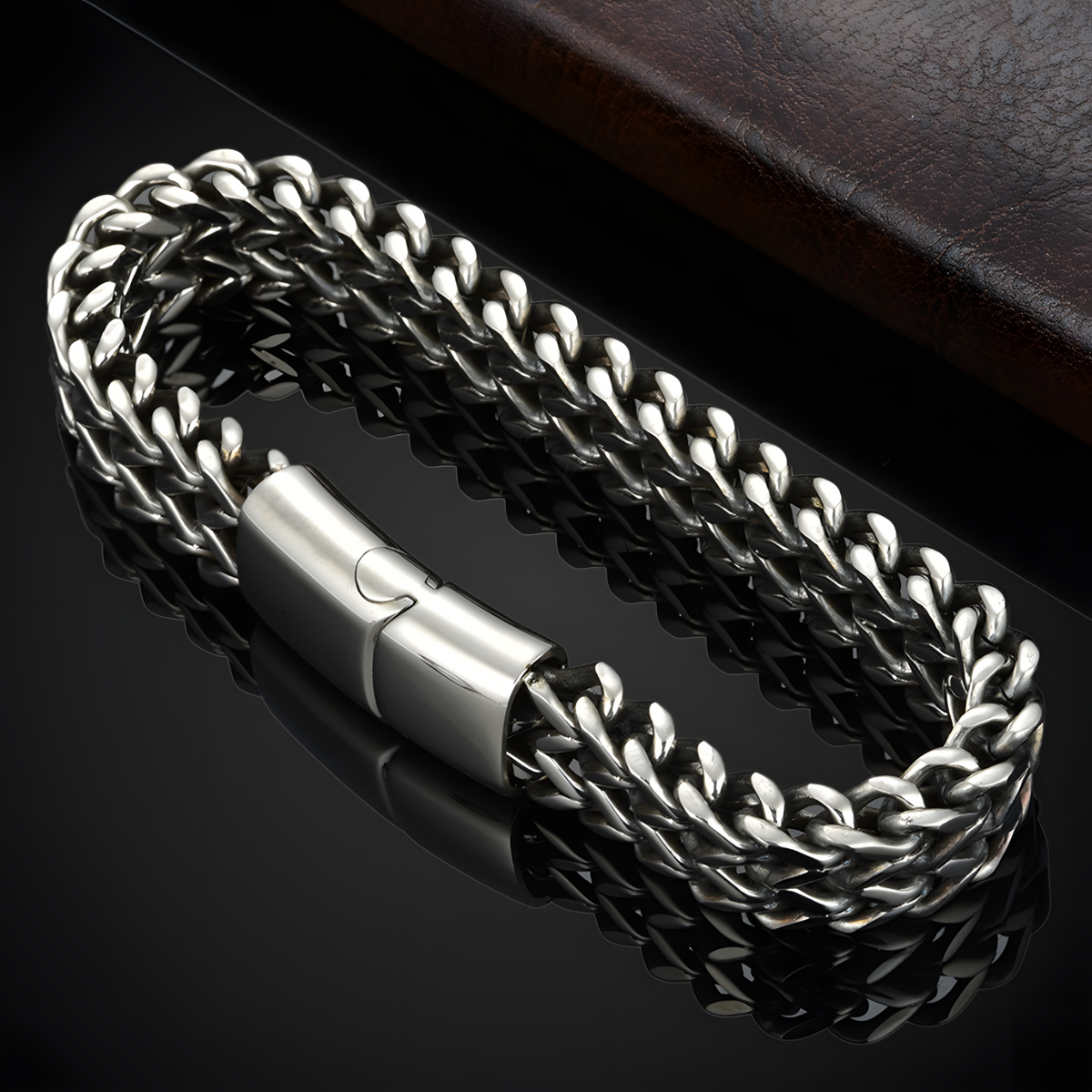 Stainless Steel Braided Fishtail Chain Bracelet Men Women Magnetic Clasp 453