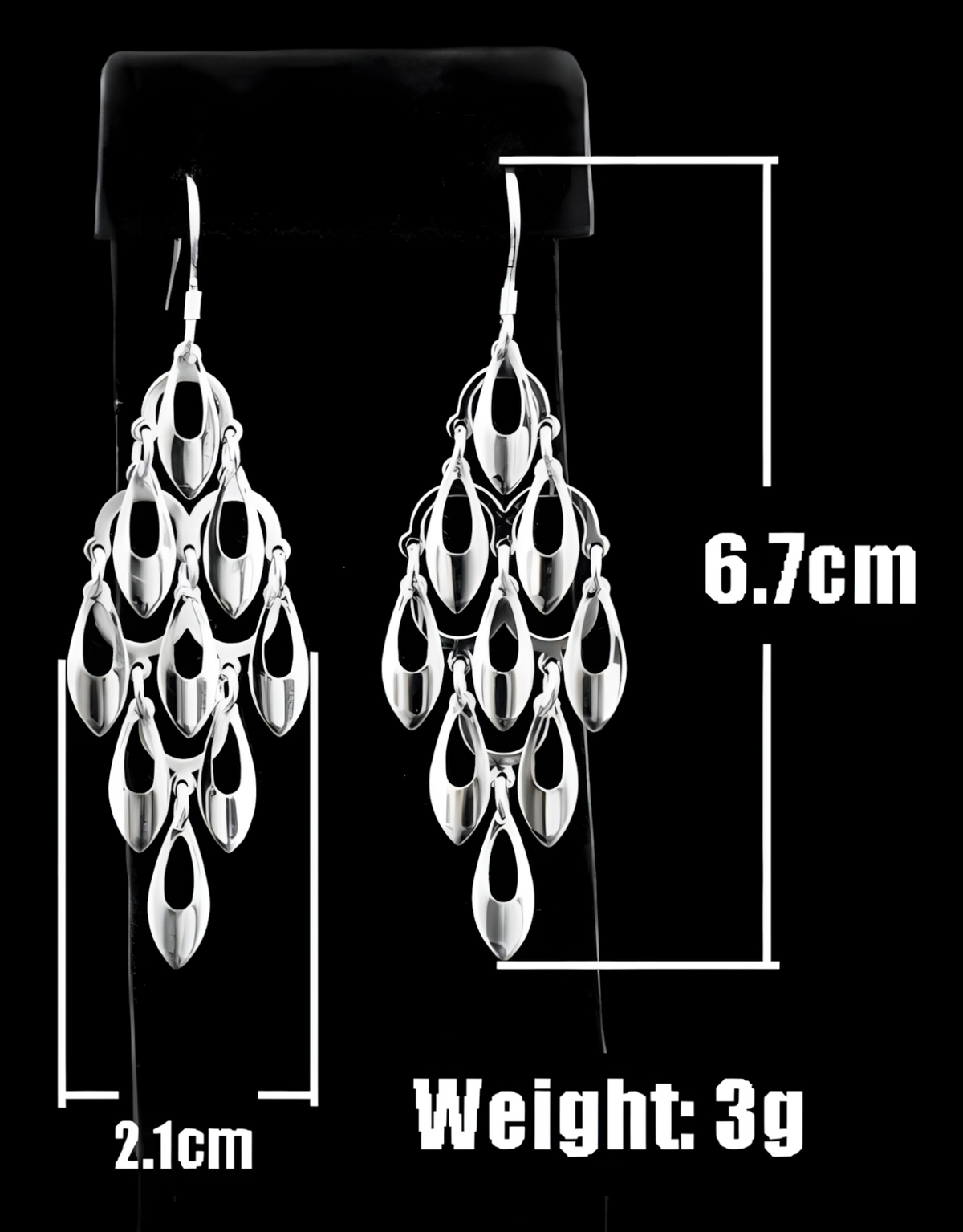 925 Sterling Silver Teardrop Chandelier Earrings Eye-Catching Dangle Earring 317