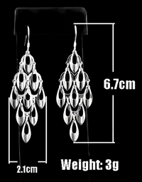 925 Sterling Silver Teardrop Chandelier Earrings Eye-Catching Dangle Earring 317