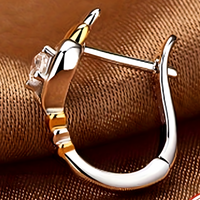 925 Sterling Silver Heart Hoop Earrings Women – Two-Tone Gold & Silver Heart 812