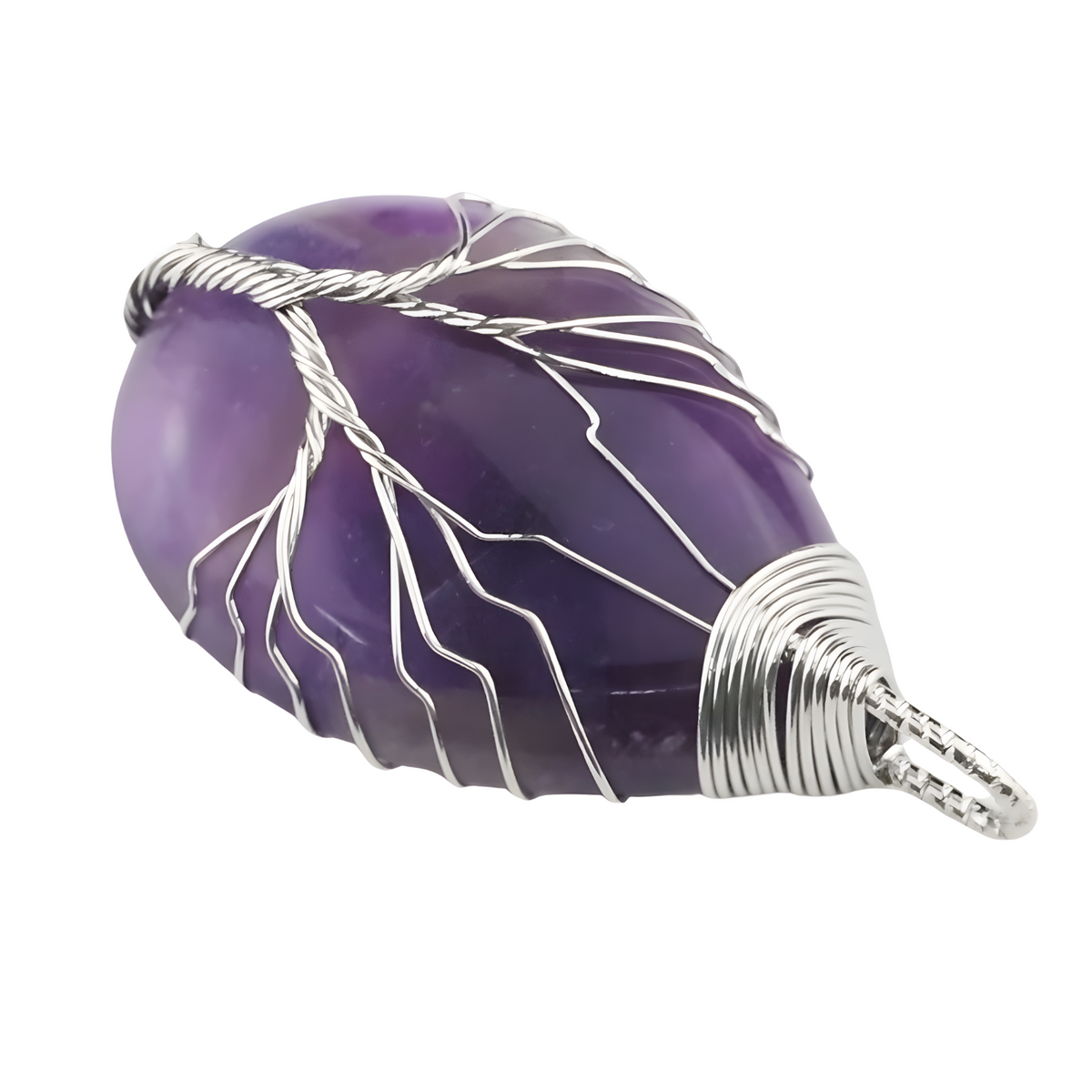 Tree of Life Silver Amethyst Pendant Necklace Spiritual Crystal Healing 1336