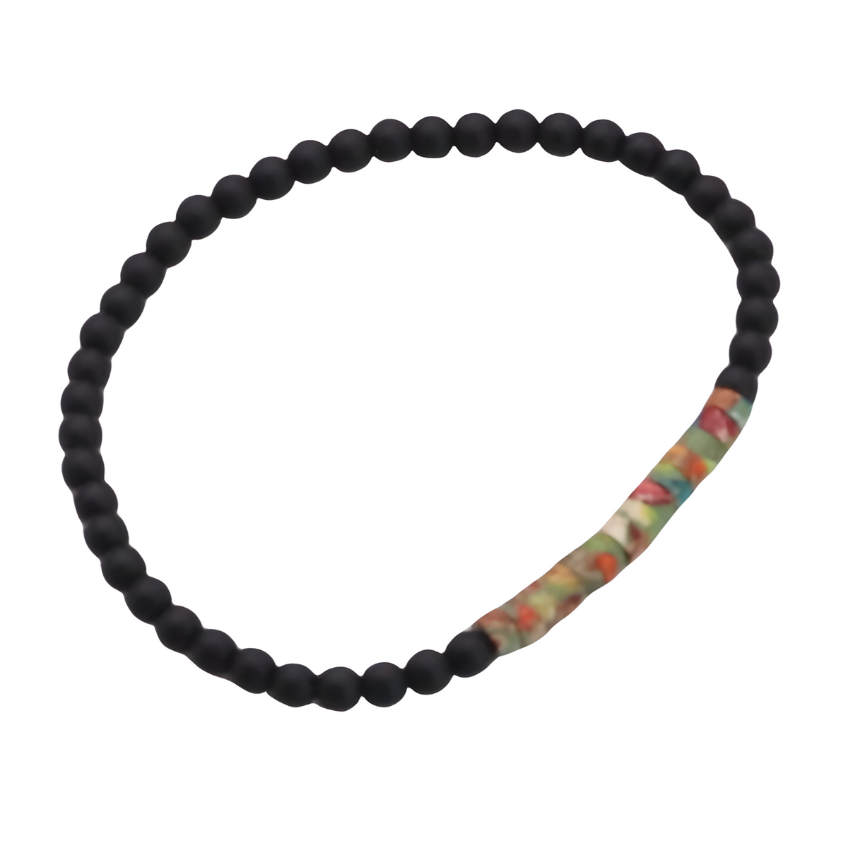 Mixed Emperor Stone & Onyx Minimalist Bracelet, 4mm Beaded Strand b128