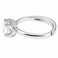 Adjustable Halo Ring, Square Frame Zircon Proposal Ring, Silver Pave Band 1628