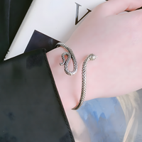 Serpent Open Cuff Bracelet for Women Rhodium-Plated Alloy Snake Head Bangle 1446