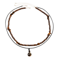 Men’s Vintage Layered Necklace Set, Natural Stone Style Pendant Necklace 1707