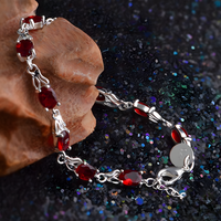Unified Jewellery Premium Red Oval Crystal Tennis Bracelet Women Lobster 1825