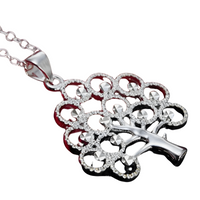 925 Silver-Plated Tree of Life Pendant Necklace – 45cm Chain, Copper Alloy 895