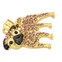 Gold-Plated Pug Pendant Necklace with Crystal Pavé Accent, Animal Charm B255