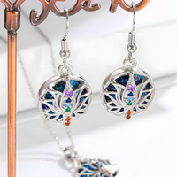 Lotus Chakra Earrings Women –Copper Alloy with Silver Plating Round Crystal 1137