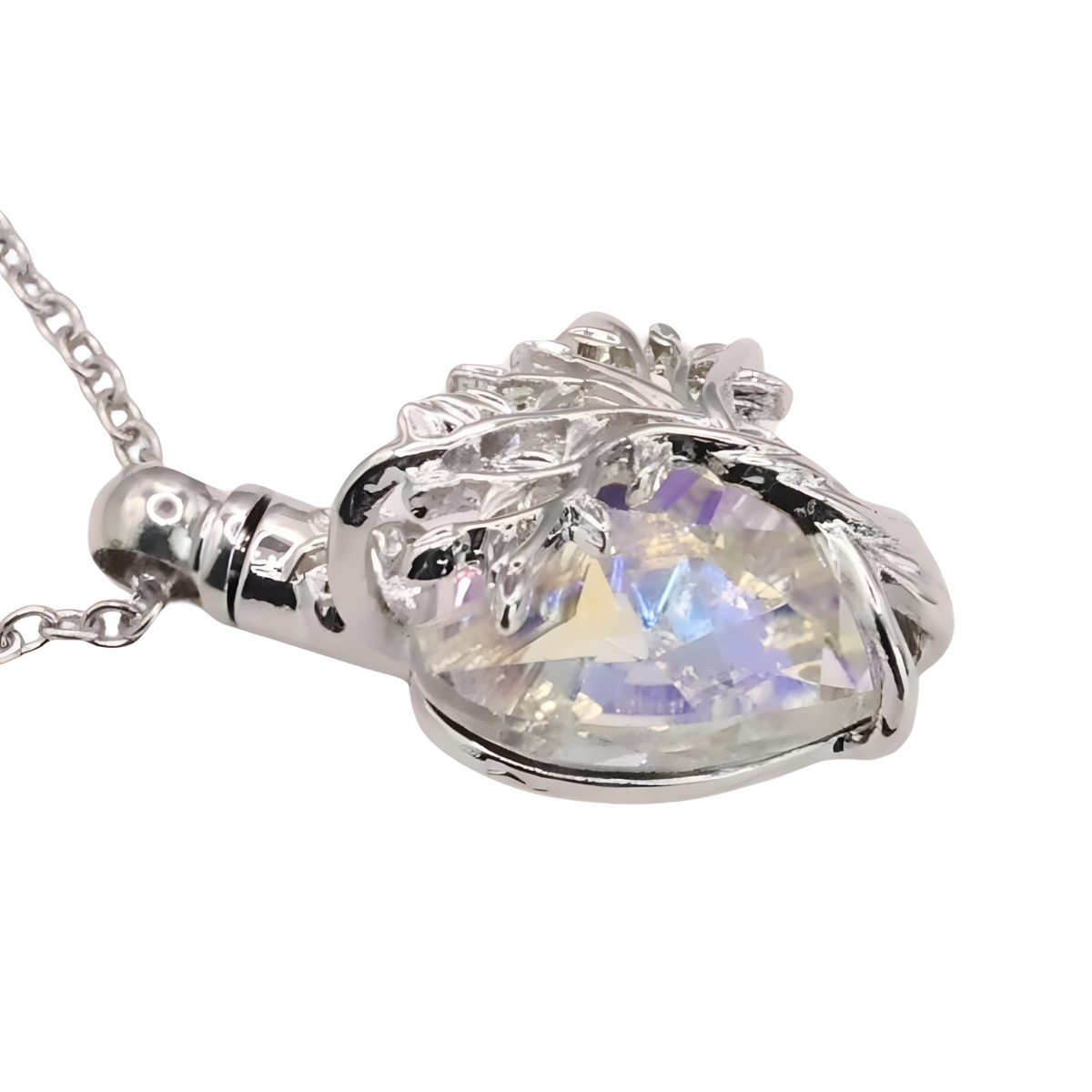 Womens Tree of Life Cremation Necklace Ashes Iridescent Heart-Shaped Crystal B95
