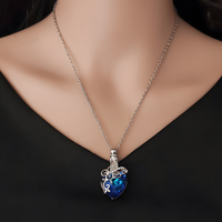Butterfly Urn Necklace for Ashes–Copper Alloy Silver Plating Heart Memorial B264