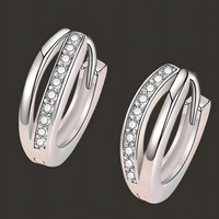 925 Sterling Silver Crossover Hoop Earrings for Women – 15mm Huggie Hoops 308