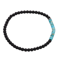 Natural Stone Chakra Bracelet, 4mm Black Onyx Beads Emperor Stone Accents B124