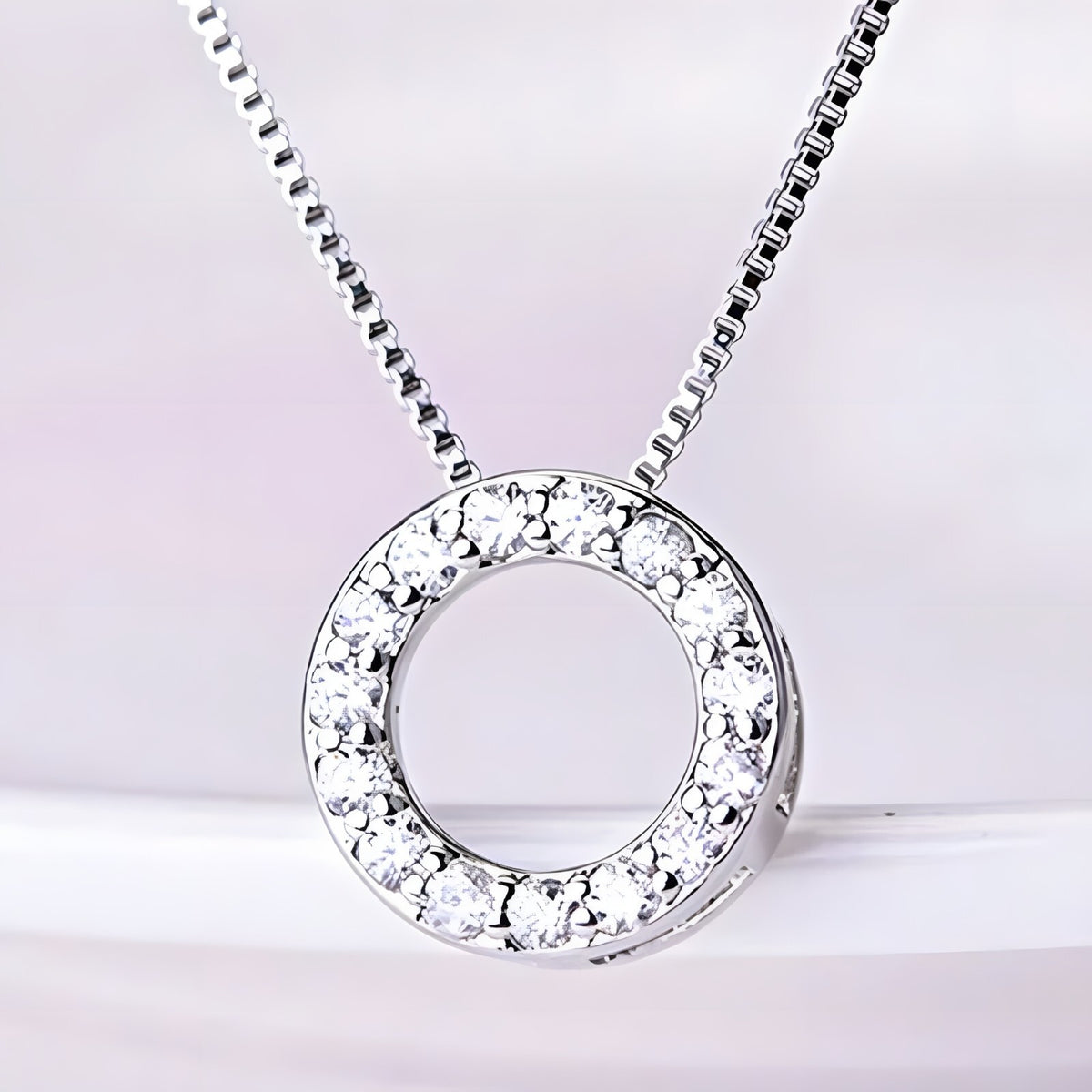 925 Sterling Silver Jewelry Round Zircon Pendants Necklaces Women Fine Semi 266