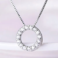 925 Sterling Silver Jewelry Round Zircon Pendants Necklaces Women Fine Semi 266