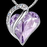 Light Purple Fashion Classic Infinity Love Heart Necklace Plated White Gold B320