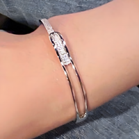 Elegant 925 Silver-Plated Geometric Cuff Bracelet Women – Trendy Open Bangle 876