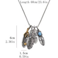 Retro Style Titanium Steel Feathers Pendant Necklace Trendy Korean Hip Hop 607
