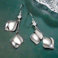 Sterling Silver Twisted Drop Dangle Earrings for Women – Real 925 AAA Cubic 291