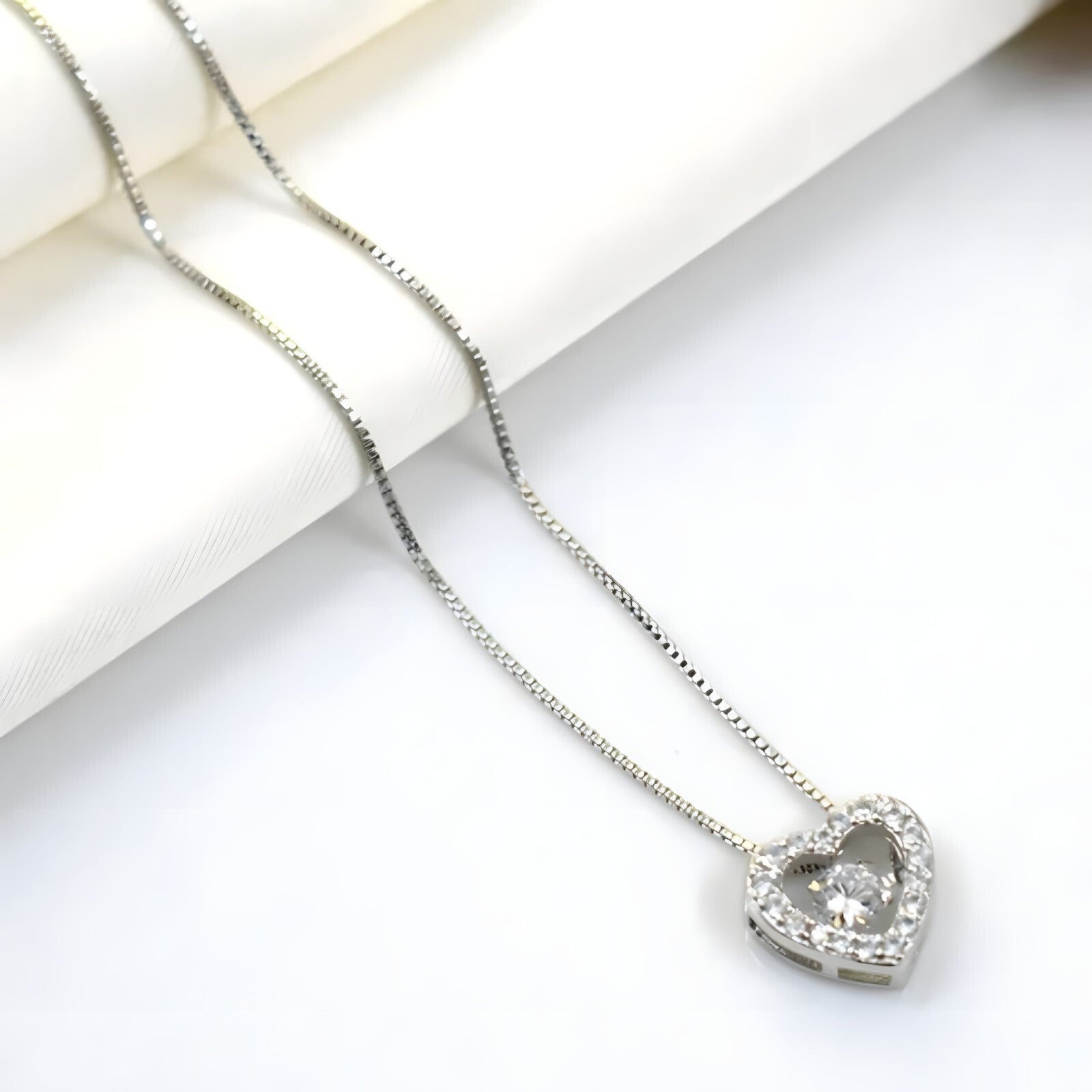 925 Sterling Silver Heart Necklace Women | Dancing Zircon Pendant Adjustable 260