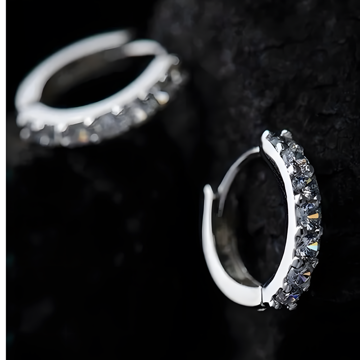 Copper Alloy with 925 Silver Plating, Sparkling Huggie Hoops for Daily Wear 847