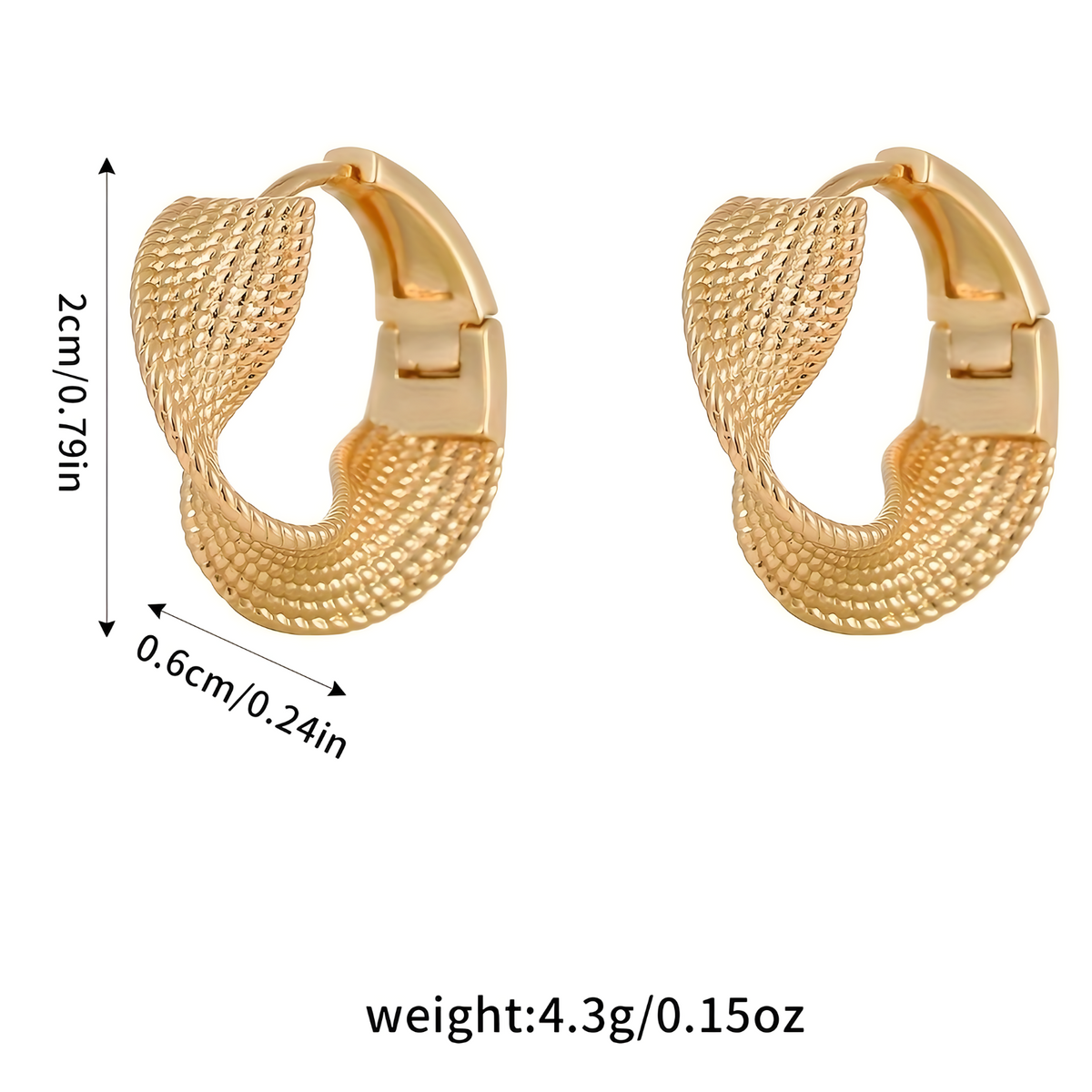 Lightweight Twisted Texture Hoop Earrings 1.4inch: 2024 New Trendy Gold 661