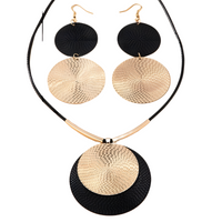 Women's Punk Style Large Circular Dangle Earring and Pendant Necklace Set B107