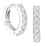 Women's 925 Sterling Silver Small Hoop Earrings AAAA Cubic Zirconia, Dainty 471
