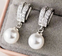 Unified Jewellery® Women's 925 Sterling Silver Pearl & Zircon Stud Earrings 6 UK