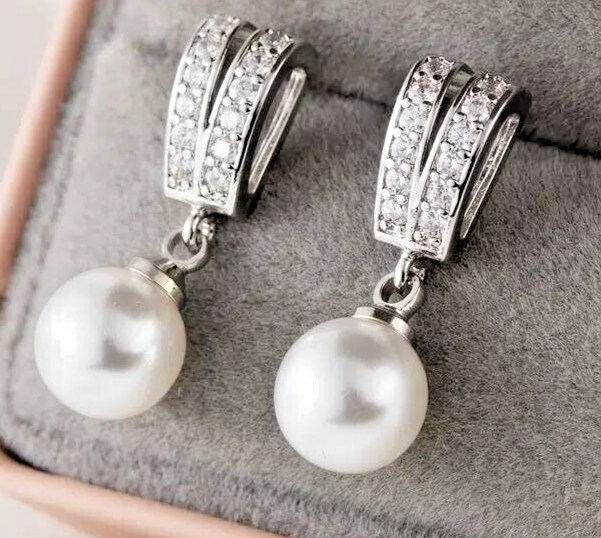 Unified Jewellery® Women's 925 Sterling Silver Pearl & Zircon Stud Earrings 6 UK