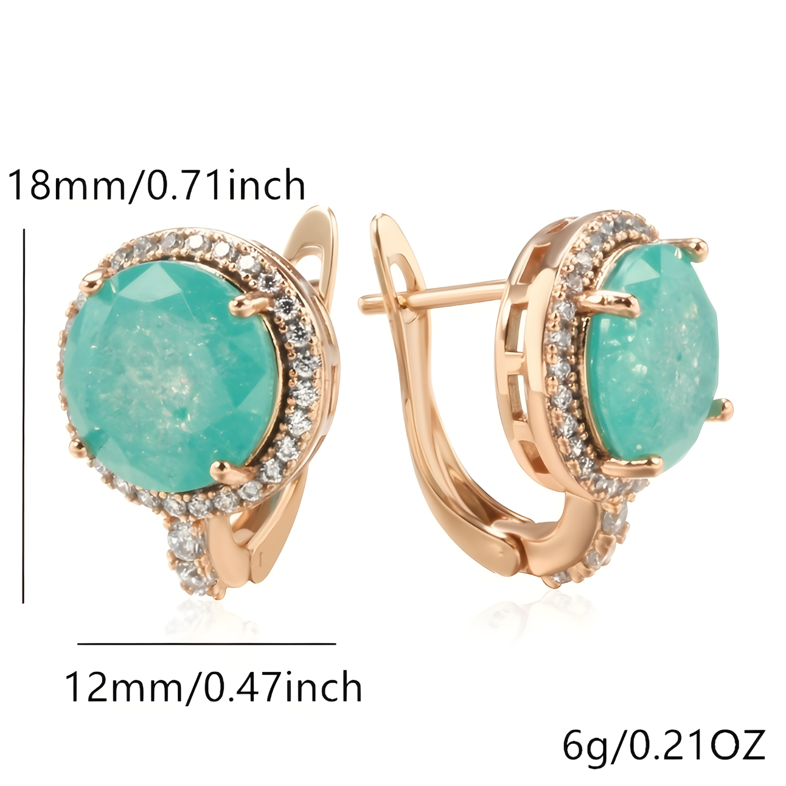 Unified Jewellery Luxury Emerald Copper Round Cut Zircon Drop Earrings Women 560