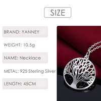 925 Sterling Silver Round Tree of Life Pendant Necklace Women, 18Inch Chain B135