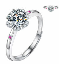 Luxury Round Brilliant Cut Zirconia Floral Cluster Ring Adjustable Silver 1651