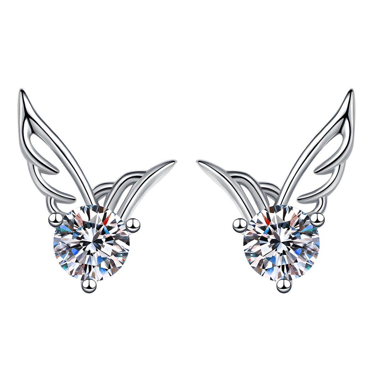 Angel Wing Stud Earrings for Women – 925 Silver-Plated Alloy Sparkling Cubic 960