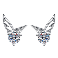 Angel Wing Stud Earrings for Women – 925 Silver-Plated Alloy Sparkling Cubic 960