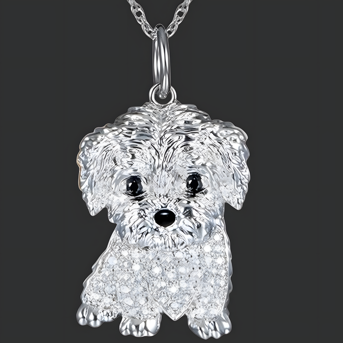 Maltese Dog Pendant Necklace – Multi-Tone Gold-Plated & Rhodium Over B248