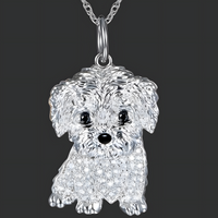 Maltese Dog Pendant Necklace – Multi-Tone Gold-Plated & Rhodium Over B248